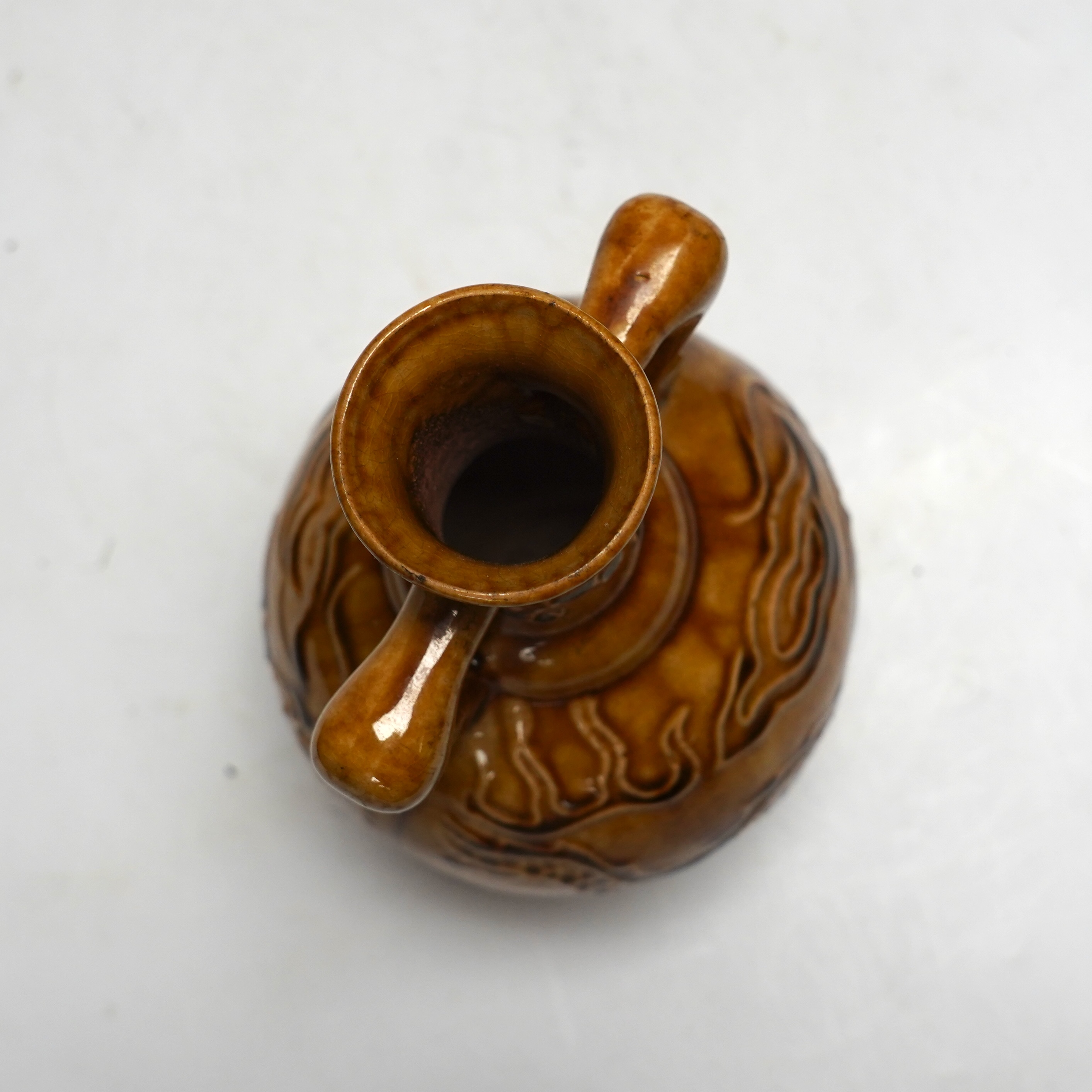 An 18th century style Chinese ochre glazed vase, 22.5cm